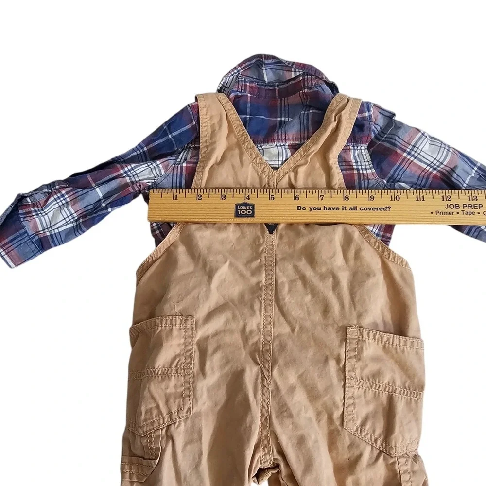 Oshkosh B'gosh Vestbak 2‎ Piece Set 18 mo Denim Bib Overalls Romper Roll Cuff